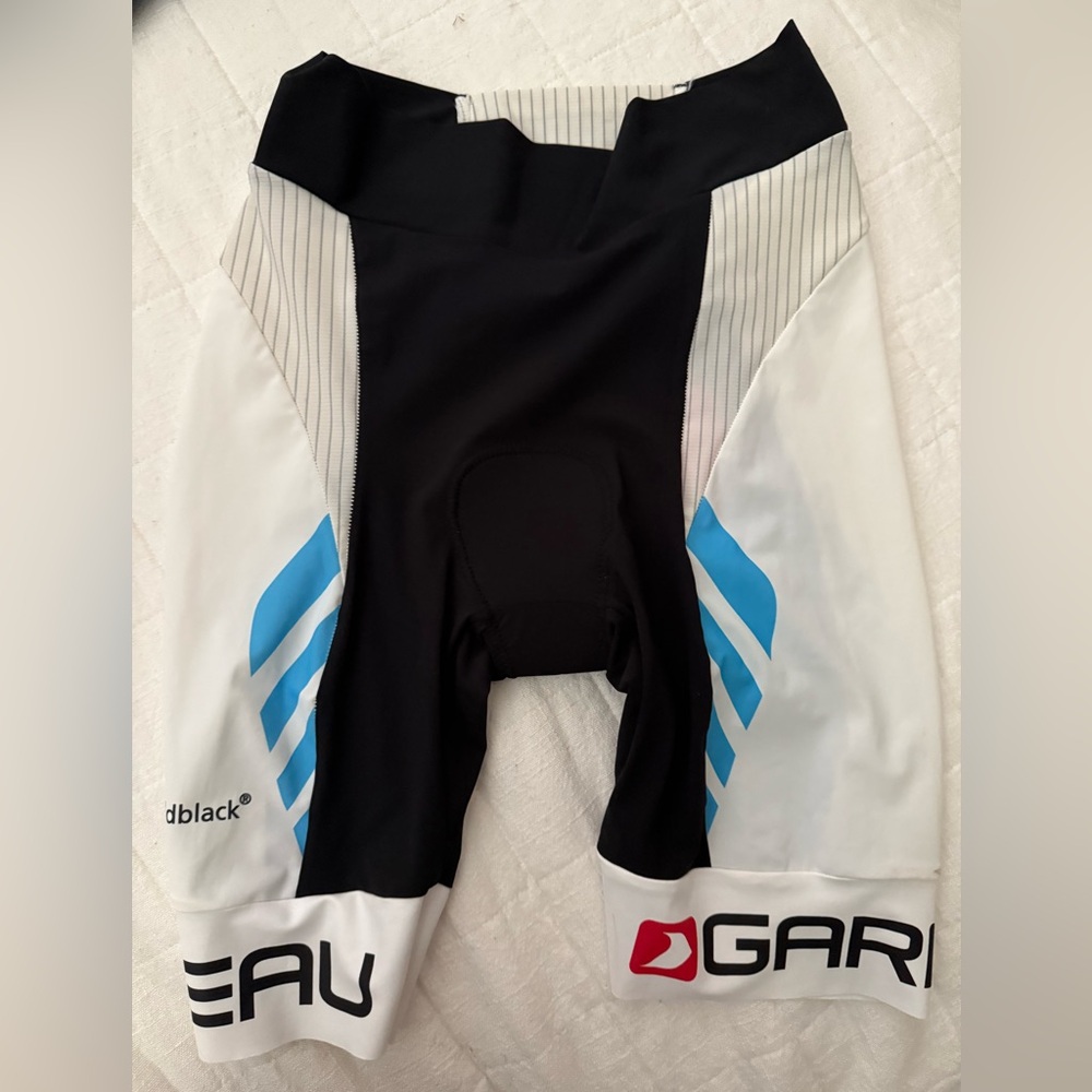 Louis Garneau Coldblack Cycling Shorts with Blue and White Design